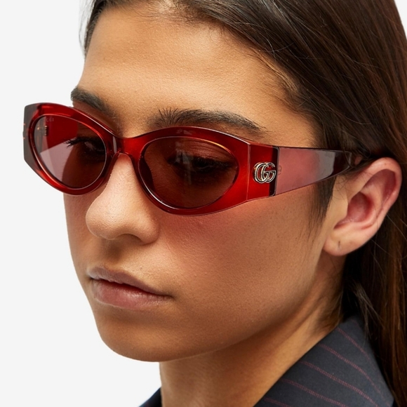 NEW GUCCI WOMEN OVAL RED SUNGLASSES GG1401S 003 - Picture 3 of 4